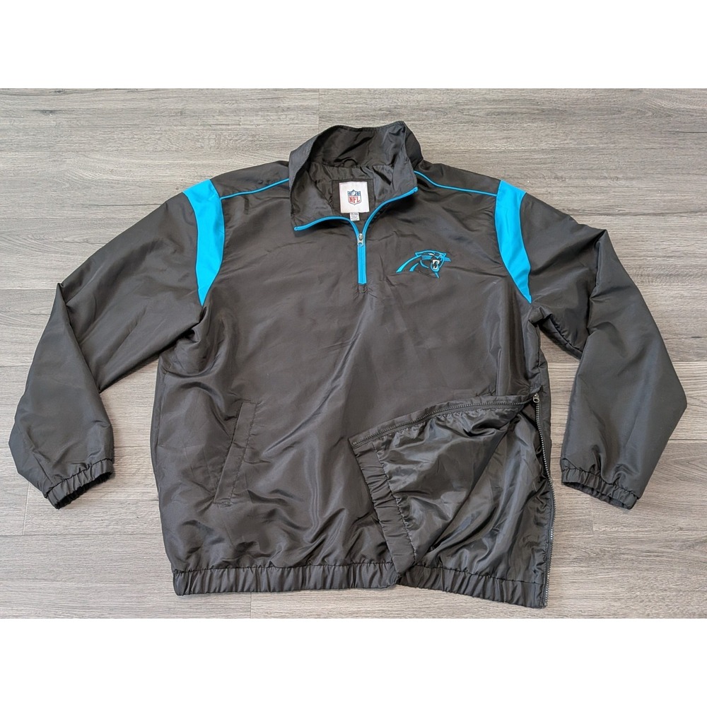 NFL Carolina Panthers‎ Black Quarter Zip Pullover Windbreaker Jacket Size XXL